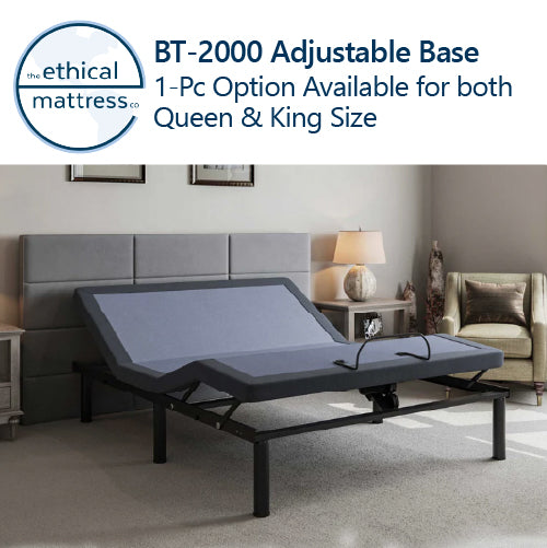 Picture of a BT-2000 Adjustable Base with a 1-piece option available for both Queen and King Size.
