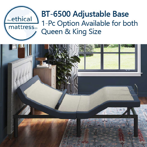 Profile view picture of a BT-6500 Adjustable base. 1-piece option available for both Queen and King size.