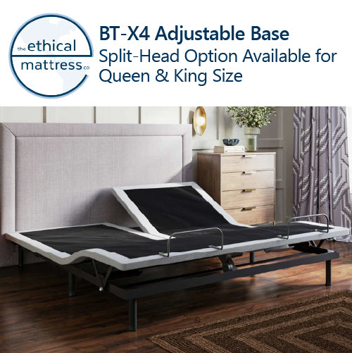 Picture of a BT-X4 Adjustable base with a Split-Head option available for Queen and King size.