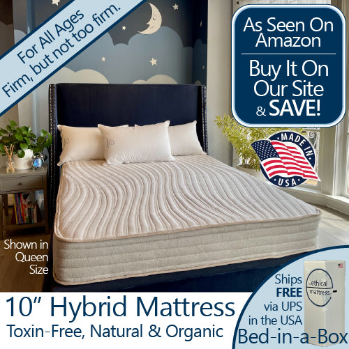Picture of the Ethical Mattress Co. Meadow 10" Hybrid Mattress, toxin-free, natural and organic.
