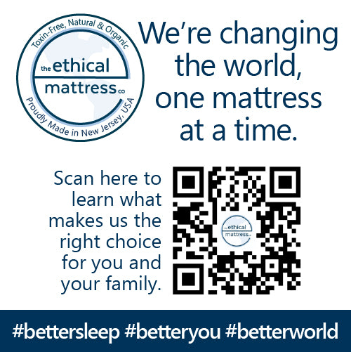 QR code linking to our purpose video. Changing the world, one mattress at a time. scan the code to learn what makes us the right choice for you and your family.