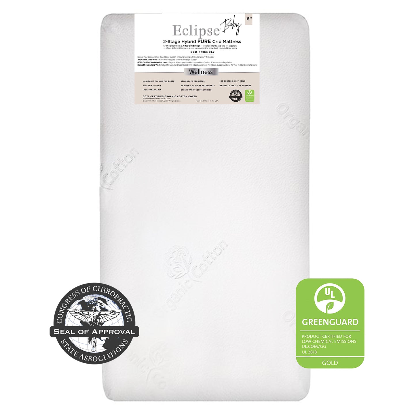 Eclipse Baby 2-Stage Hybrid PURE Crib Mattress