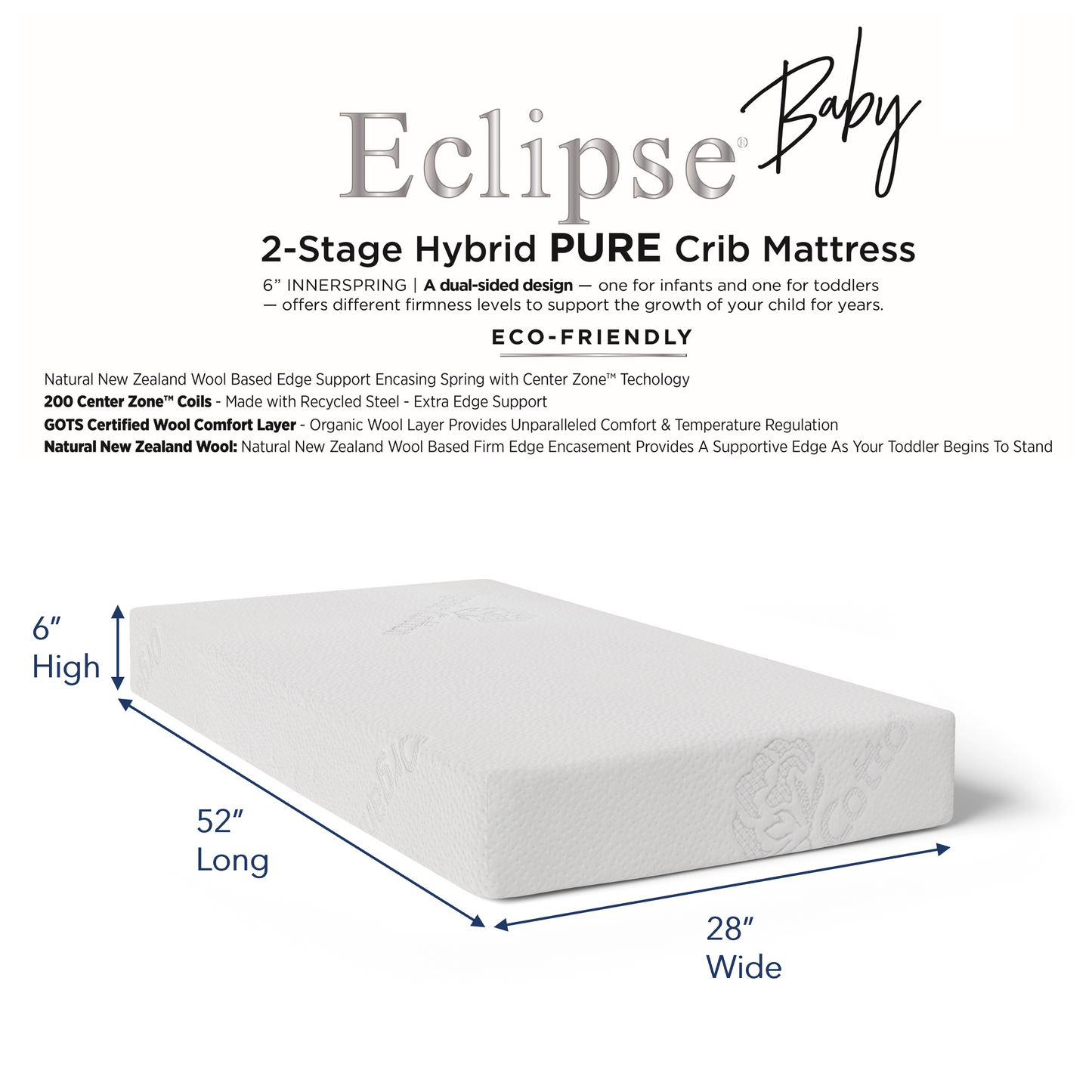 Eclipse Baby 2-Stage Hybrid PURE Crib Mattress
