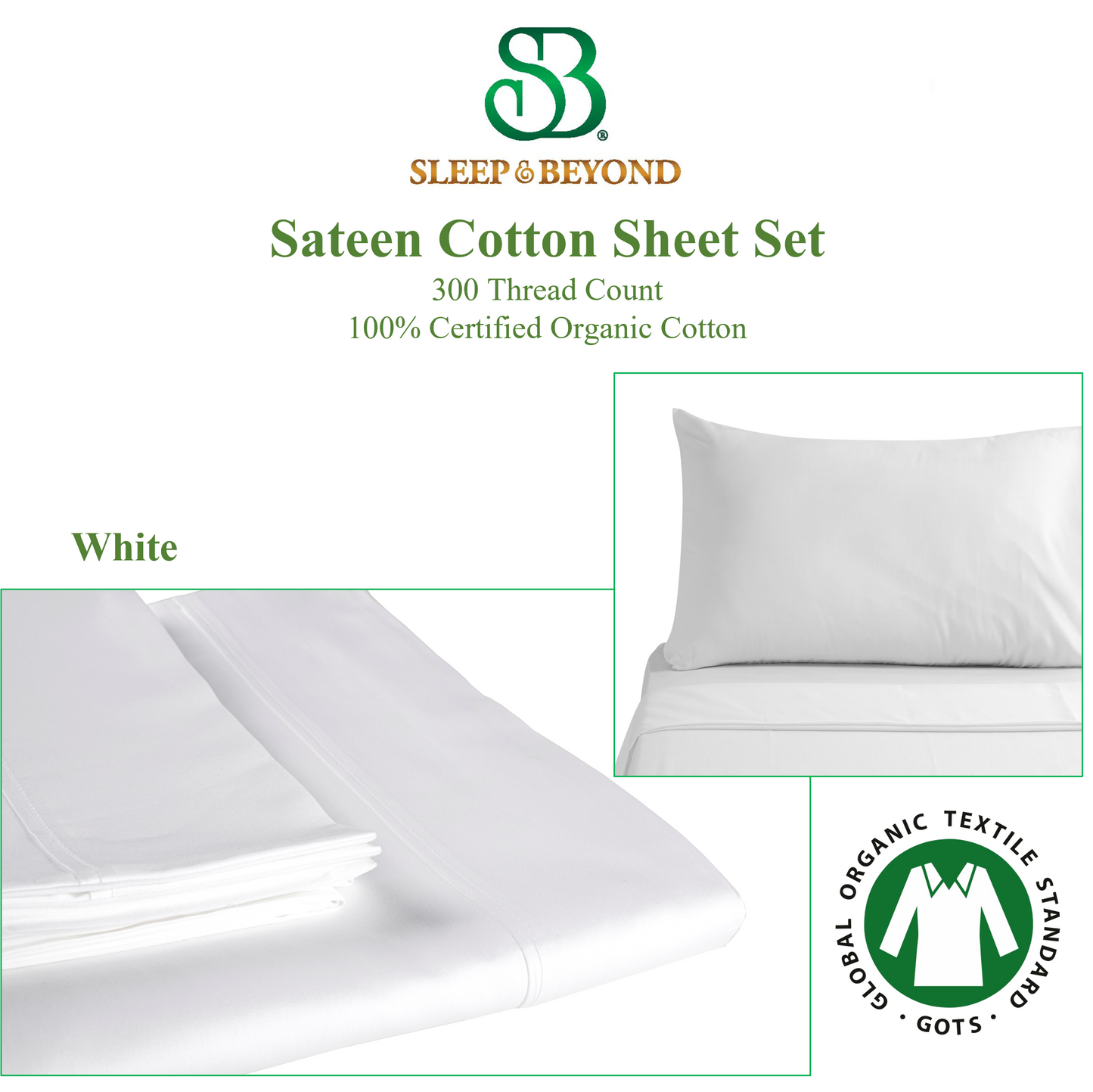 Sateen Sheet Set - 100% Certified Organic Cotton