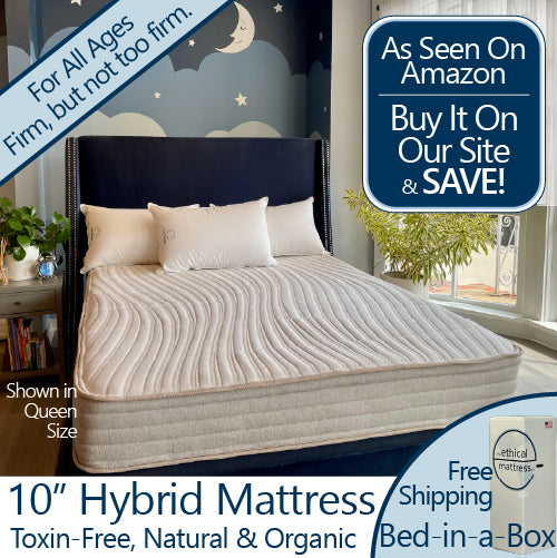 Picture of the Ethical Mattress Co. Meadow 10" Hybrid Mattress, toxin-free, natural and organic.
