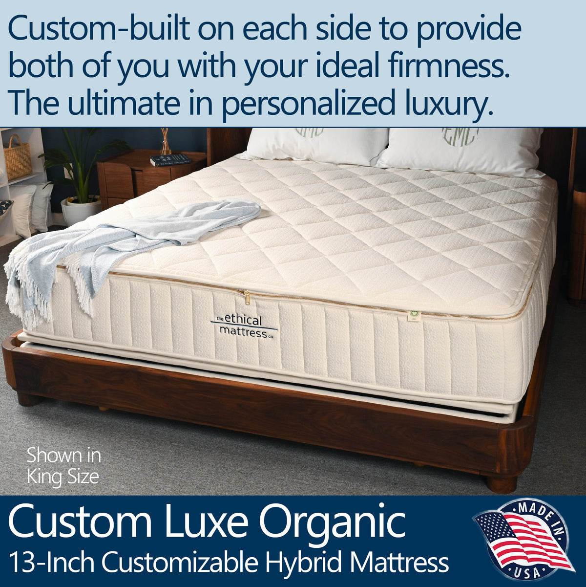 Ethical Mattress Custom Luxe Organic 13-inch Zip-Top