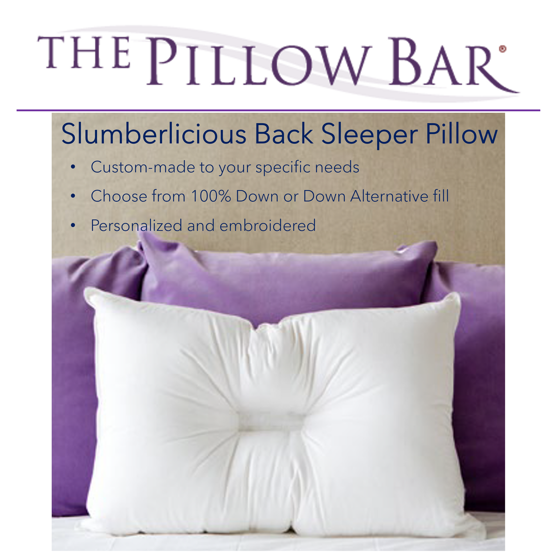 Slumberlicious Back Sleeper Pillow - by The Pillow Bar – The