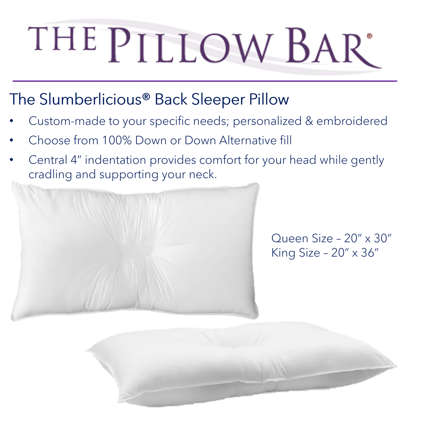 Slumberlicious Back Sleeper Pillow - by The Pillow Bar