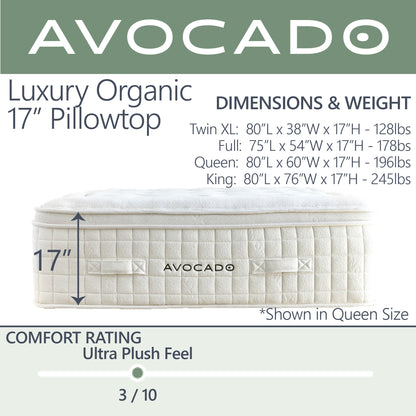 Avocado Luxury Organic 17" Pillowtop