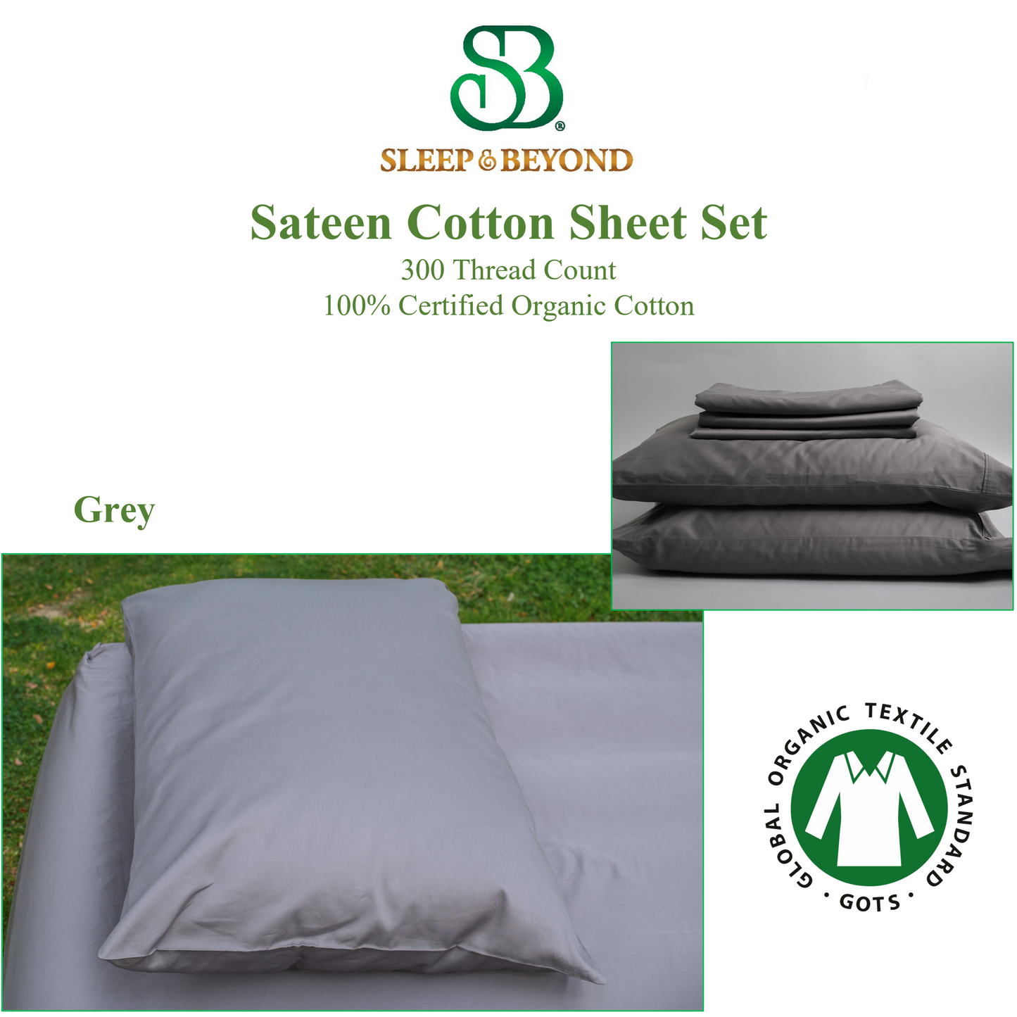 Sateen Sheet Set - 100% Certified Organic Cotton