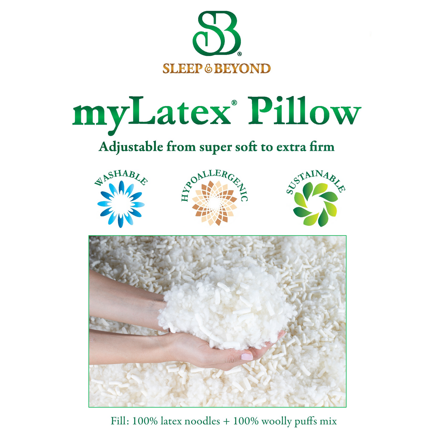 myLatex Pillow - 100% Natural & Adjustable